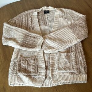 Abercrombie, patchwork pattern cardigan, oversized fit, XS, beige and tan